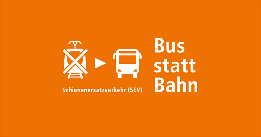 Bus statt Bahn orangefarbene Grafik "Bus statt Bahn"